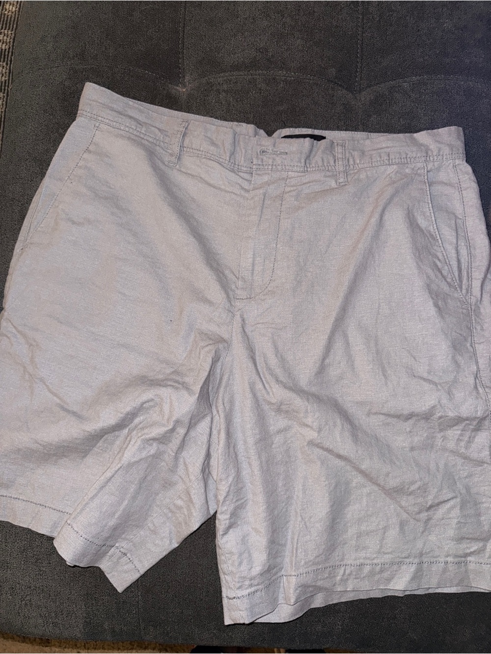 Rails Light Gray Linen-Blend Button Front Top